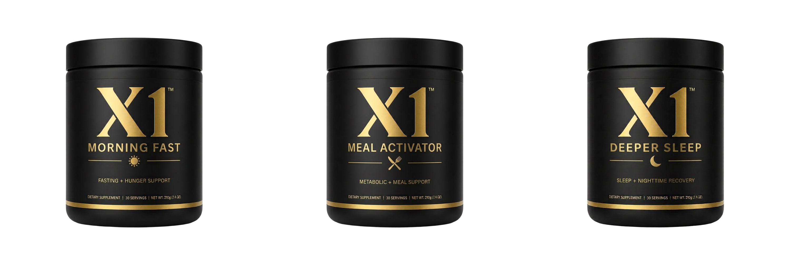 The complete X1 Daily System: three tubs and gift box